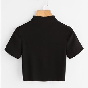 Black ribbed high neck top